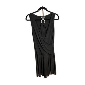 IZ Byer California Black Sleeveless Mock Wrap Cocktail Dress Sz L